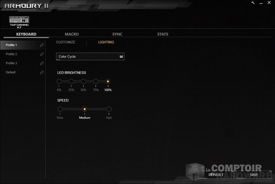 asus k7 tuf gaming armoury 2 cdh t