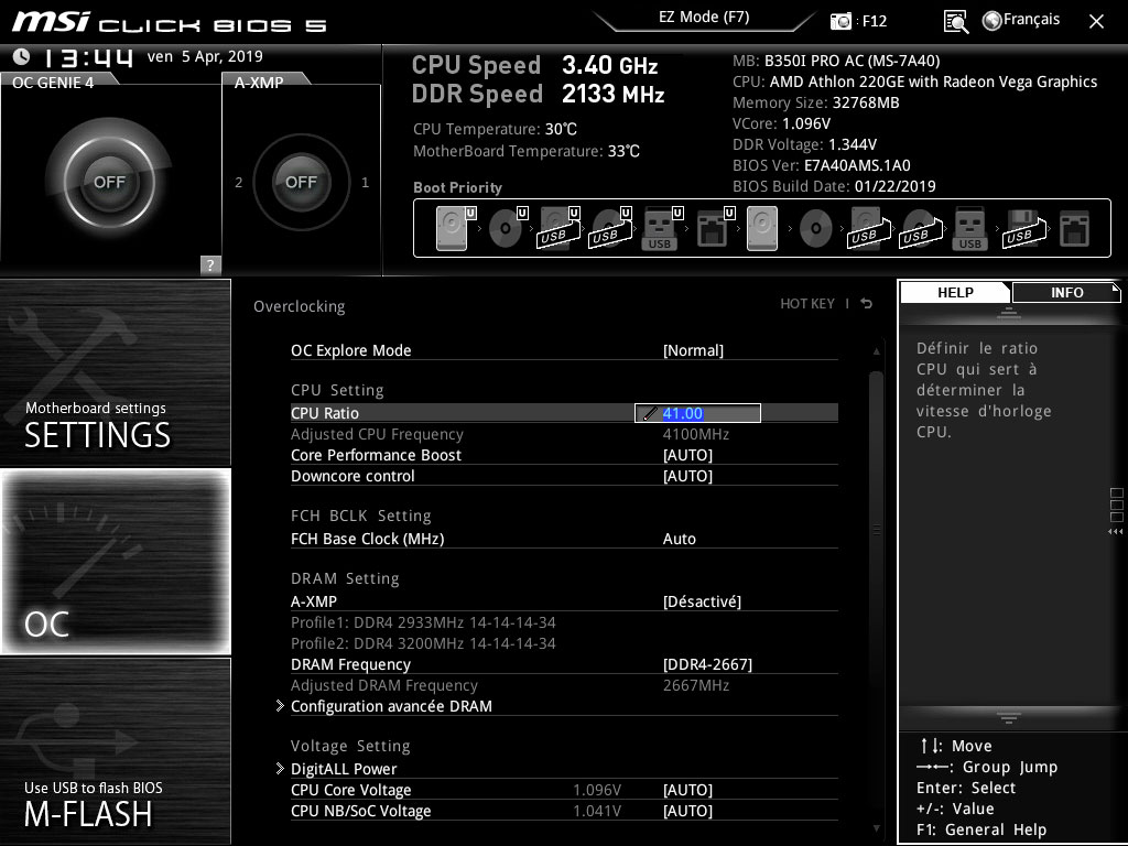 Overclocking via le bios