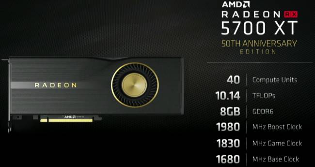 amd radeon rx 5700 xt 50th anniversary edition specs