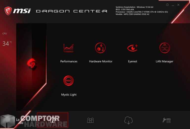 msi mpg z390 gaming edge ac - dragon center