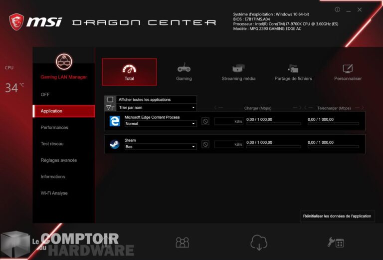 msi mpg z390 gaming edge ac - QoS réseau