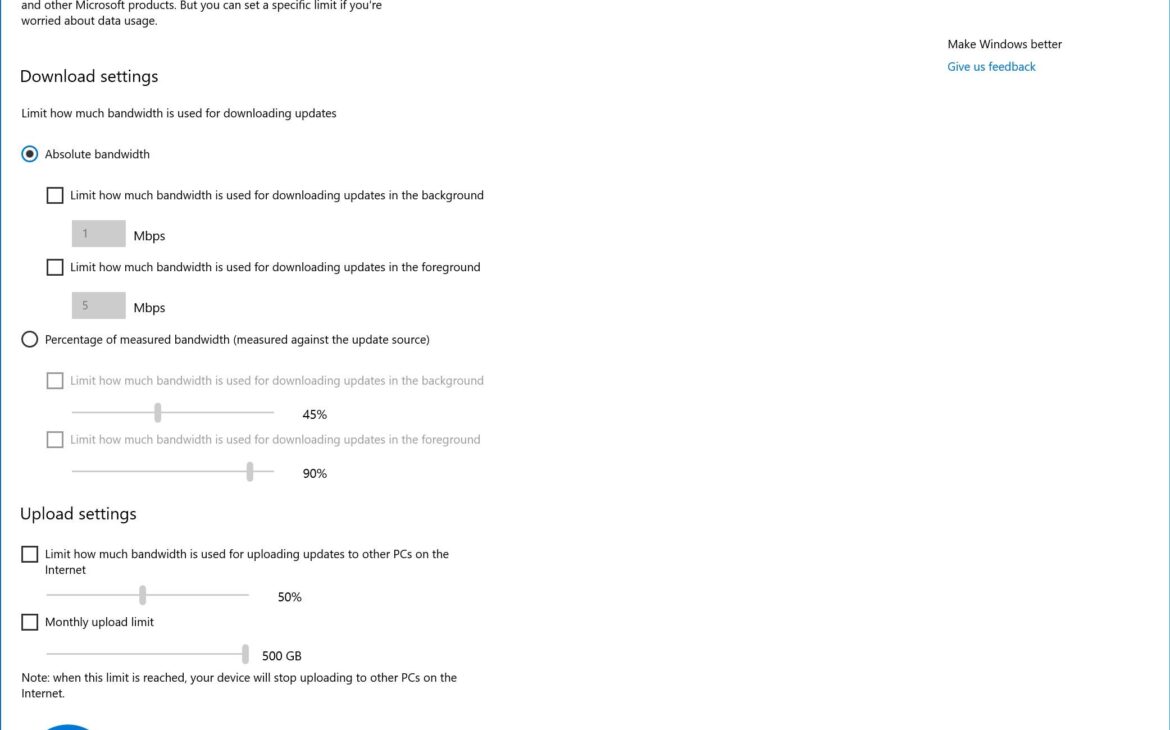 aperçu du nouveau réglage de windows update