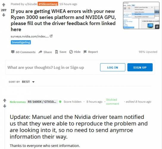 nvidia reddit amd bug geforce zen 2 whea