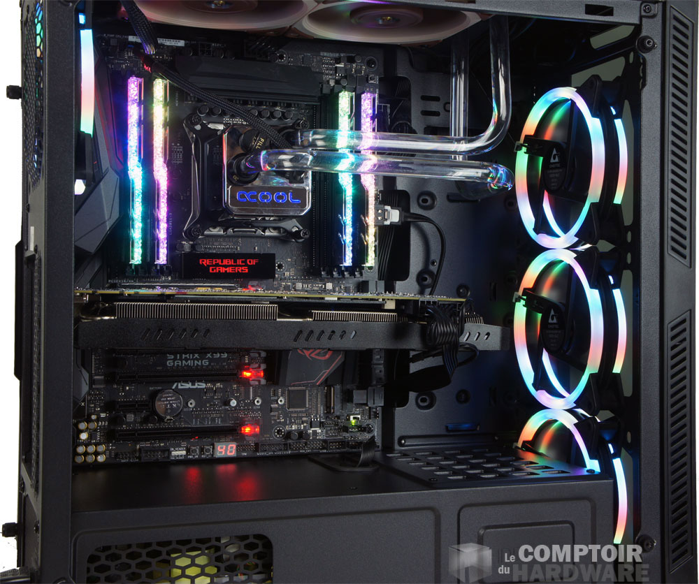 Les trois Rainbow RGB 120 en aspiration sur la façade