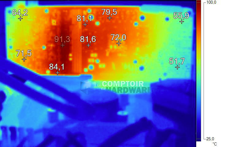 Image thermique de la RTX 2080 SUPER en charge sans plaque arrière