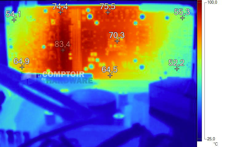 Image thermique de la RTX 2070 SUPER en charge sans backplate
