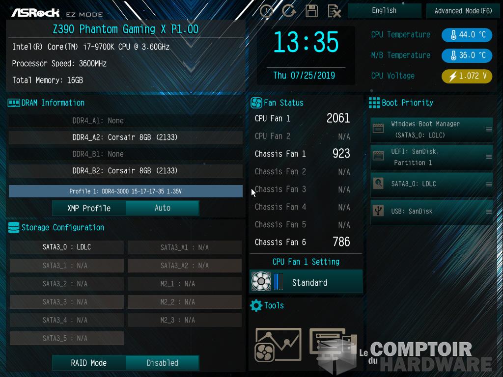 asrock z390 phantom gaming x - ez-mode du bios