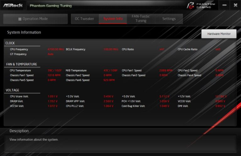 asrock z390 phantom gaming x - monitoring de votre système