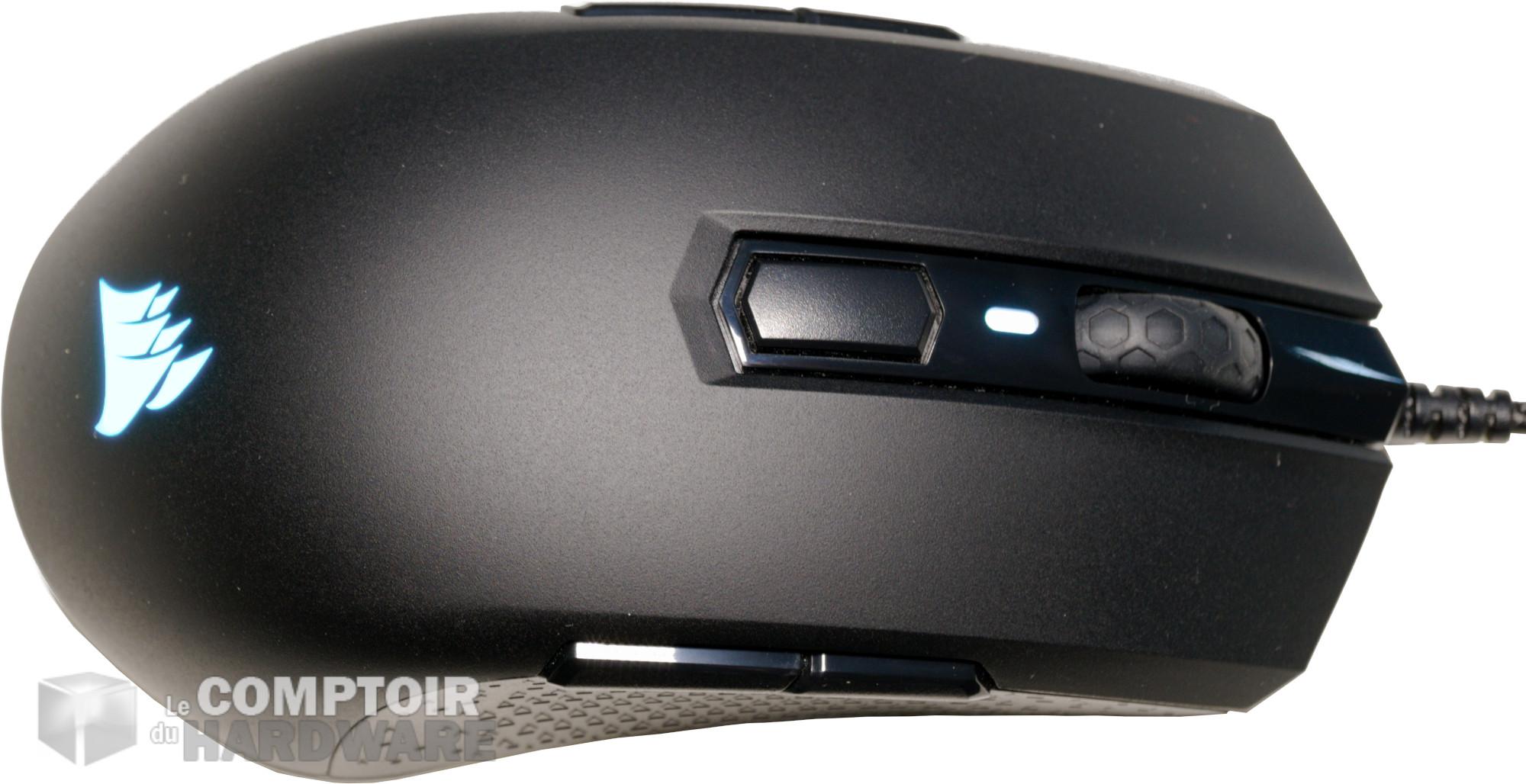 Corsair M55 RGB PRO : le dessus en couleurs