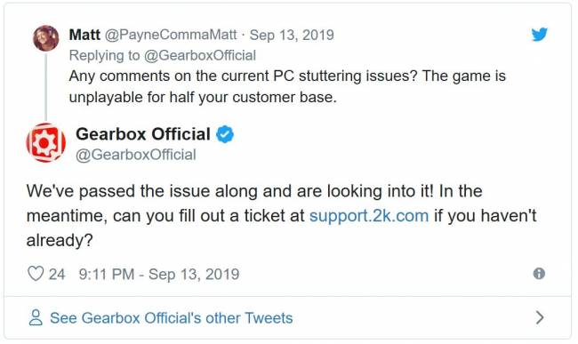 gearbox twitter borderlands3
