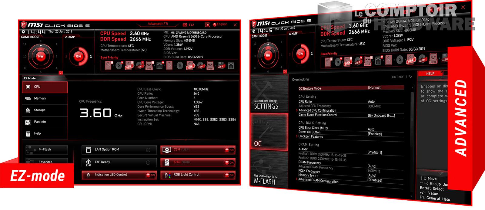 msi x570 meg unify - accueil des différents BIOS