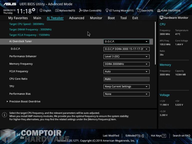 asus prime x570 pro bios - bios en mode avancé