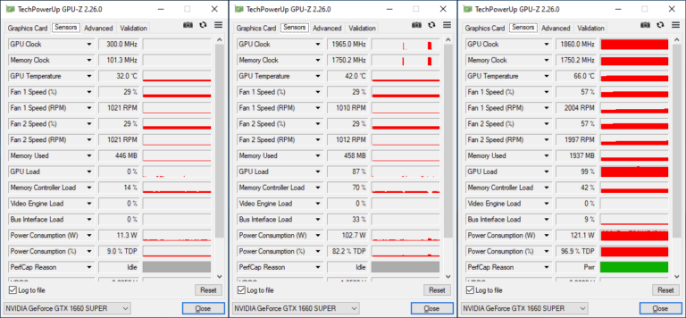 Les fréquences de la Palit GTX 1660 Super GamingPro