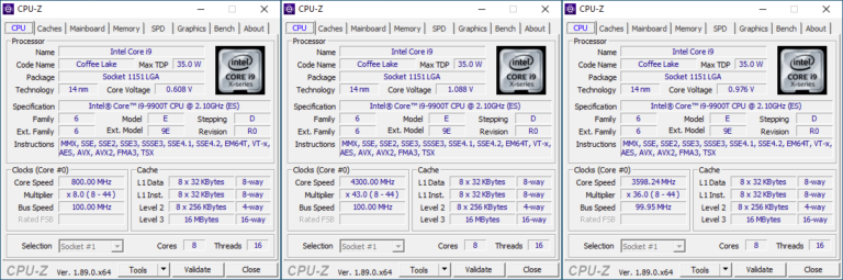 CPU-Z Core i9-9900T