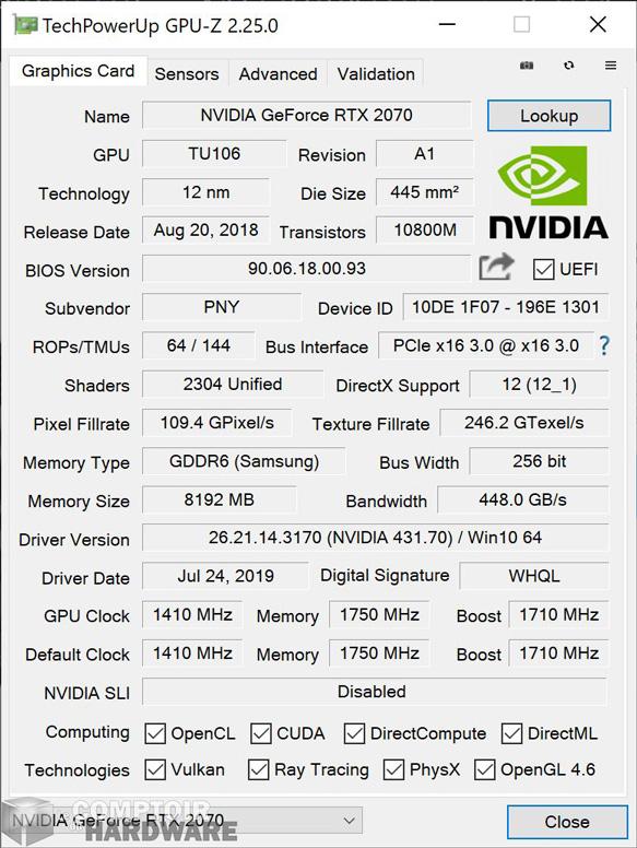 pny rtx 2070 gaming oc twin fan gpuz