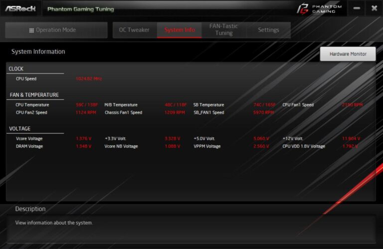 asrock phantom gaming itx - monitoring du phantom gaming tuning