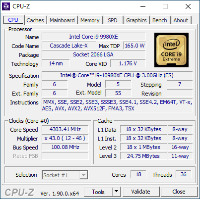 cpuz i9 10980xe oc