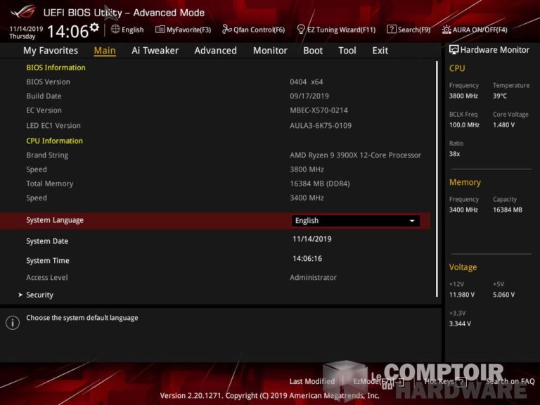 asus rog strix x570-i gaming - bios en version avancée