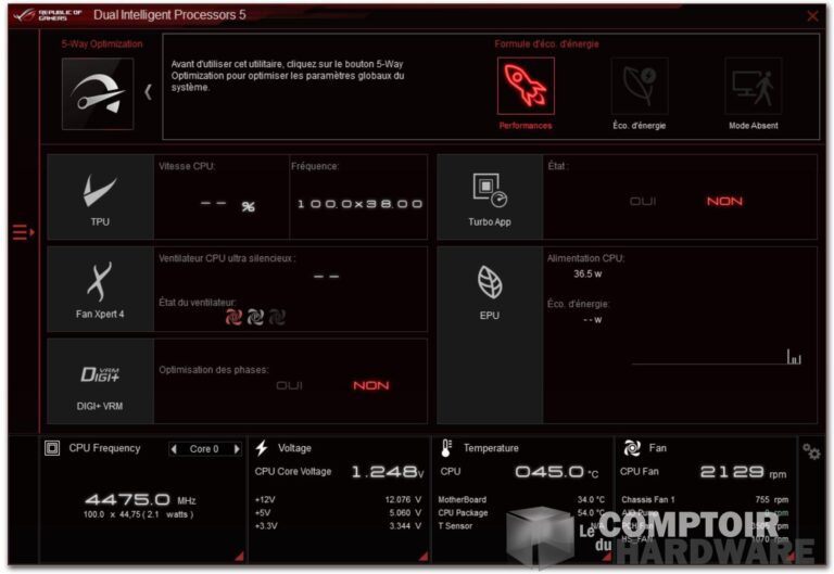 asus rog strix x570-i gaming - accueil ai tweaker iii