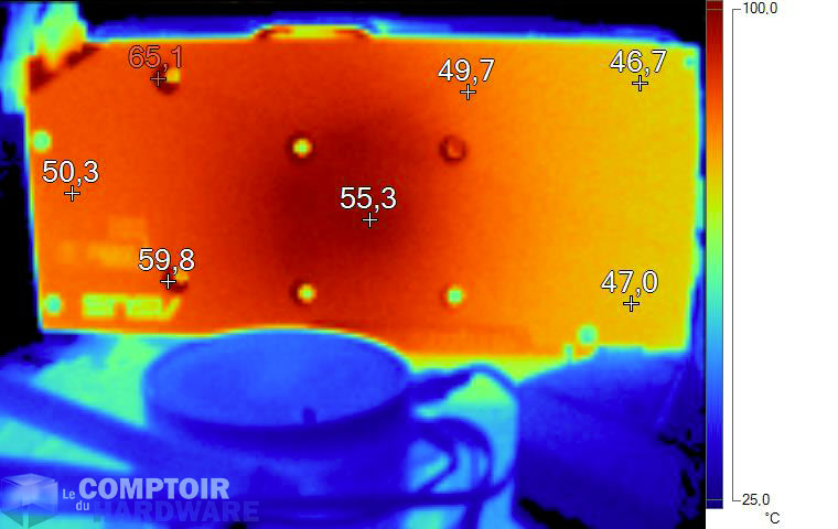 Image thermique de l'Asus Dual RX 5500 XT Neo en charge