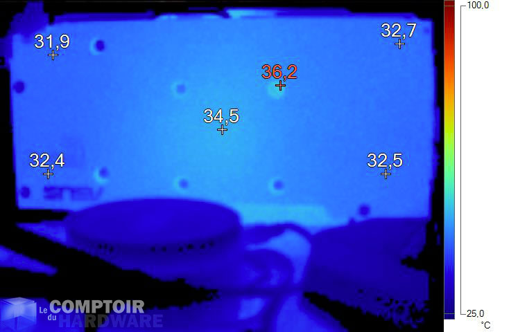 Image thermique de l'Asus Dual RX 5500 XT Neo au repos
