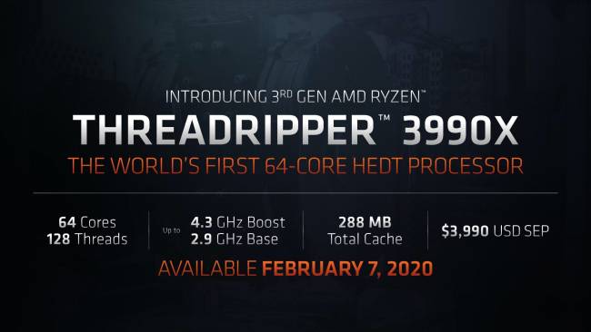 amd ryzen 3990x ces slide