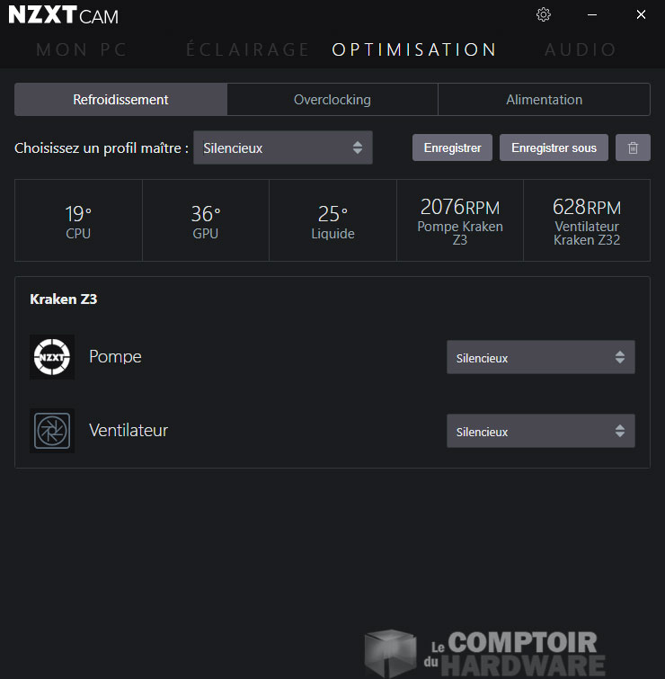 Gestion de la ventilation (Z-3 uniquement) et de la pompe