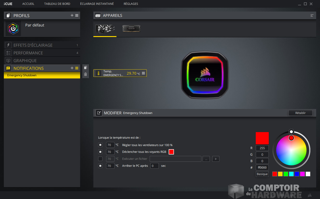 L'espace notifications