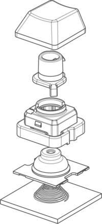 Vue éclatée d'un switch Topre