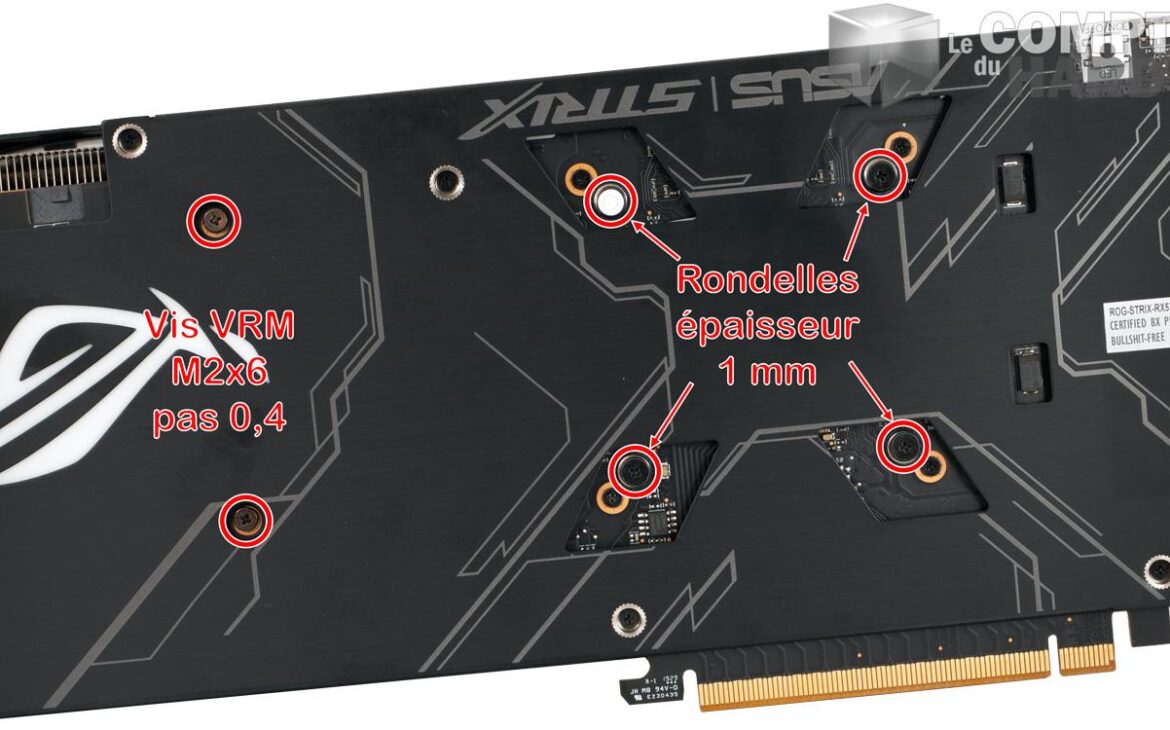 asus rog strix rx 5700 xt - modifications de la visserie