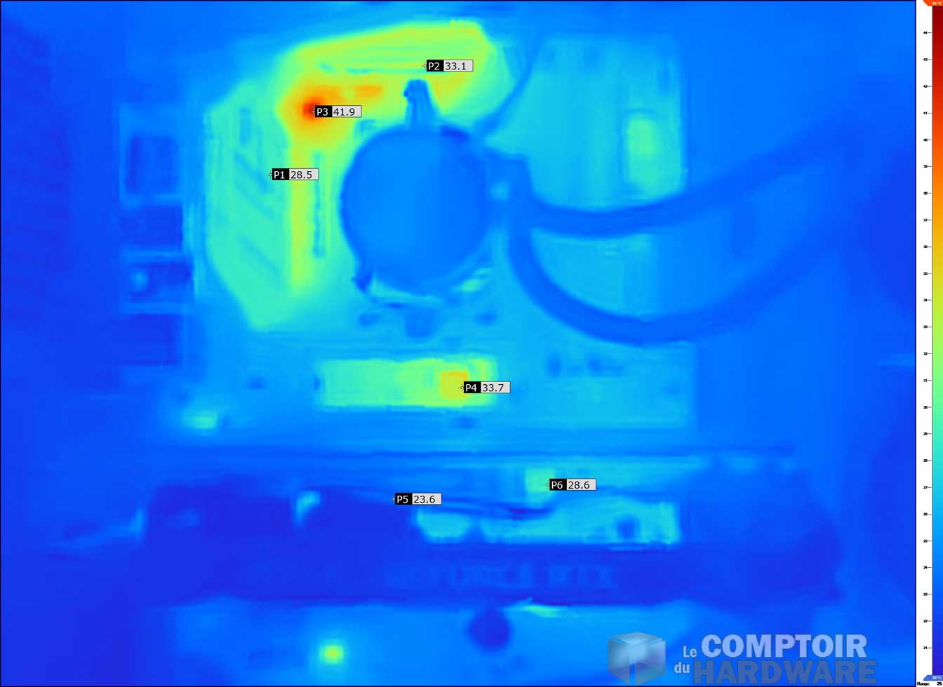 Au repos, quelques points chauds autour des étages d'alim