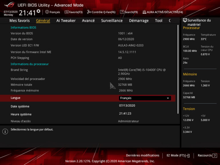 L'advanced mode de l'UEFI