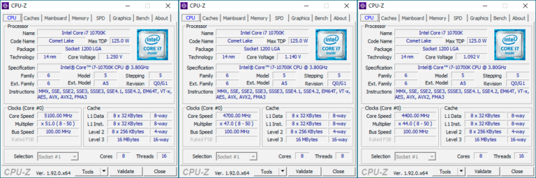 Fréquences Core i7-10700K