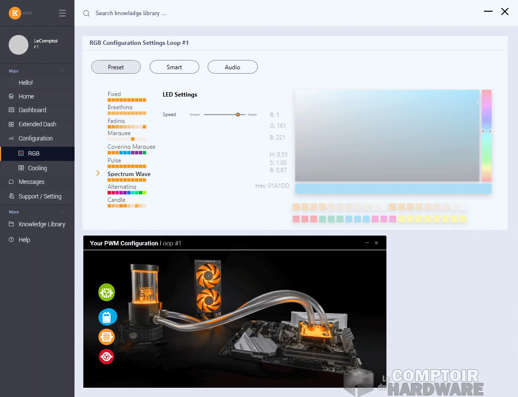La partie dédiée à l'éclairage