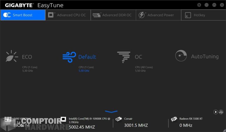 gigabyte z490 vision g - application : easytune