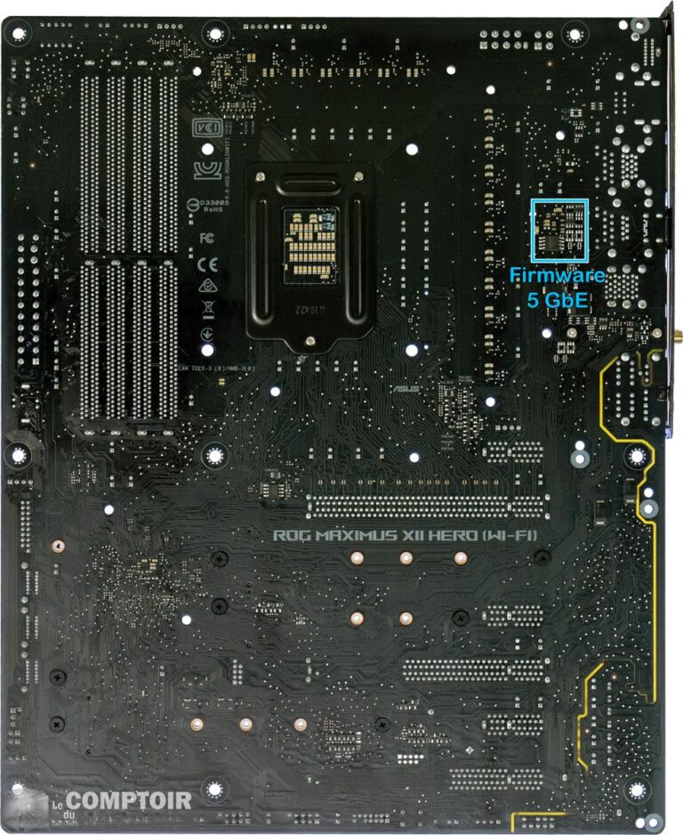 asus rog maximus xii hero wifi - vue détaillée du pcb : dos
