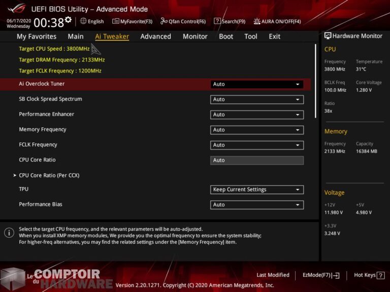 asus rog strix b550-f - bios en mode avancé