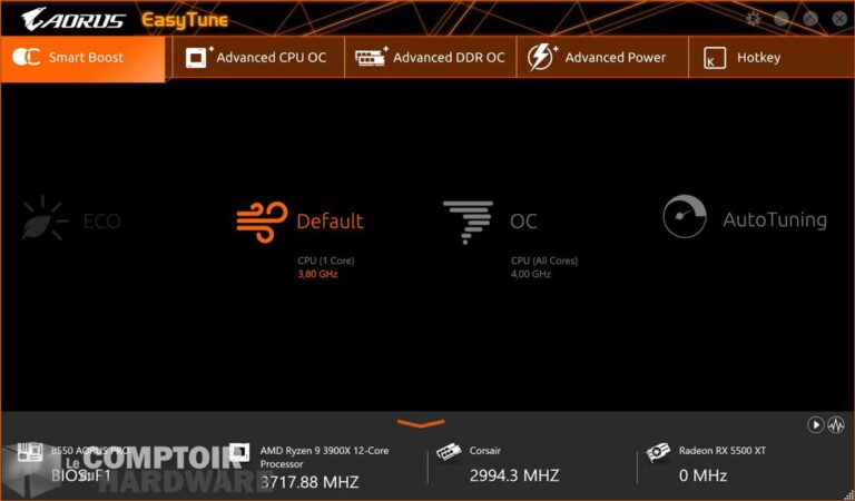gigabyte aorus b550 pro - applications : easytune