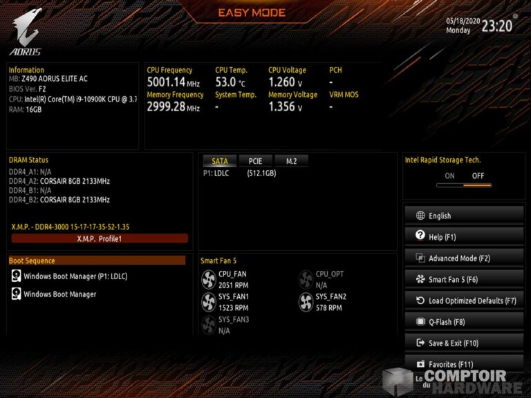 gigabyte z490 aorus elite ac - bios en version easy