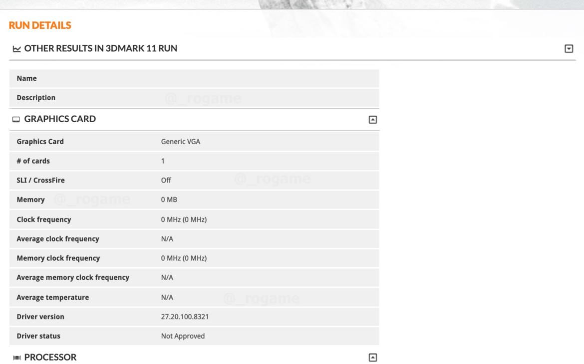 Un 3DMark peu utile pour les caractéristiques du GPU !