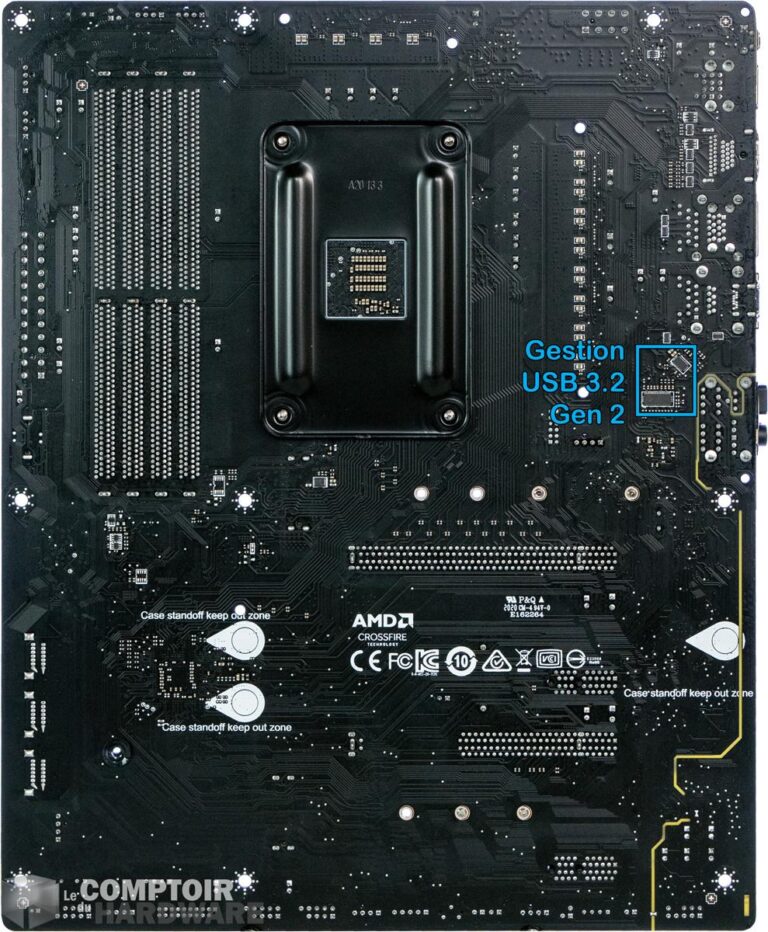 msi mag b550 tomahawk - vue détaillé du pcb : face