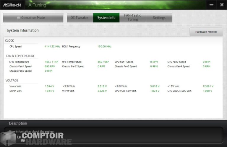 asrock b550 steel legend - applications : monitoring