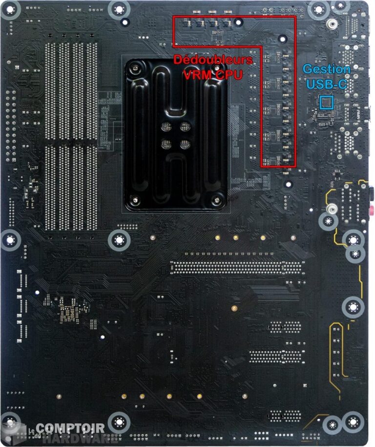 asrock b550 steel legend - vue détaillée du pcb de face