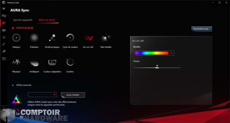 asus rog strix b550-i gaming - application : aura sync