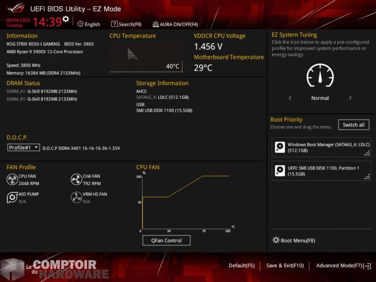 asus rog strix b550-i gaming - bios en mode facile