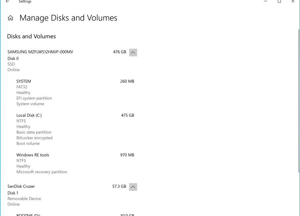 windows insider 20197 disk management t