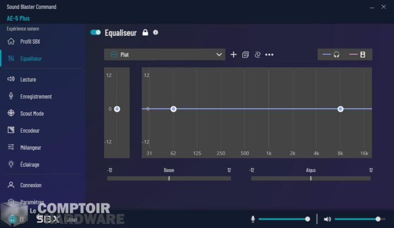 creative sound blasterx ae 5 plus - sound blaster command : égalisateur