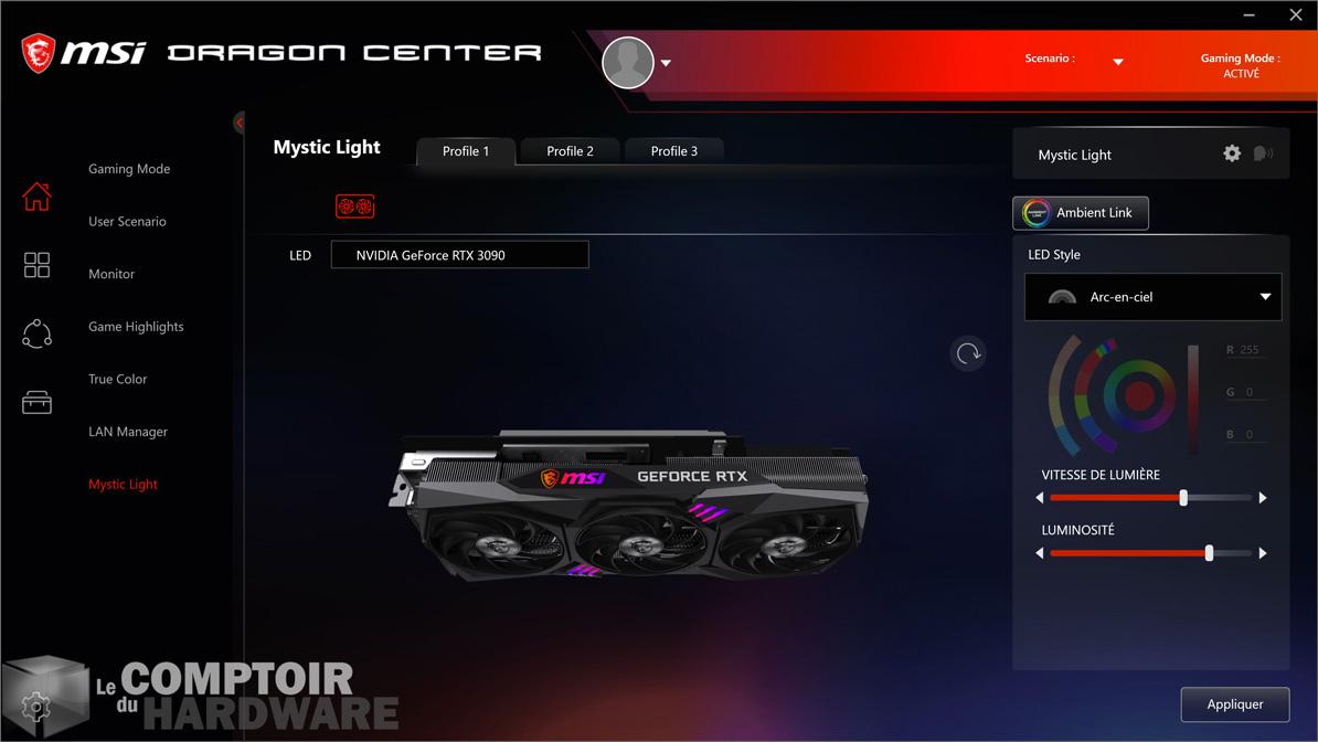 msi rtx 3090 gaming x trio - dragon center