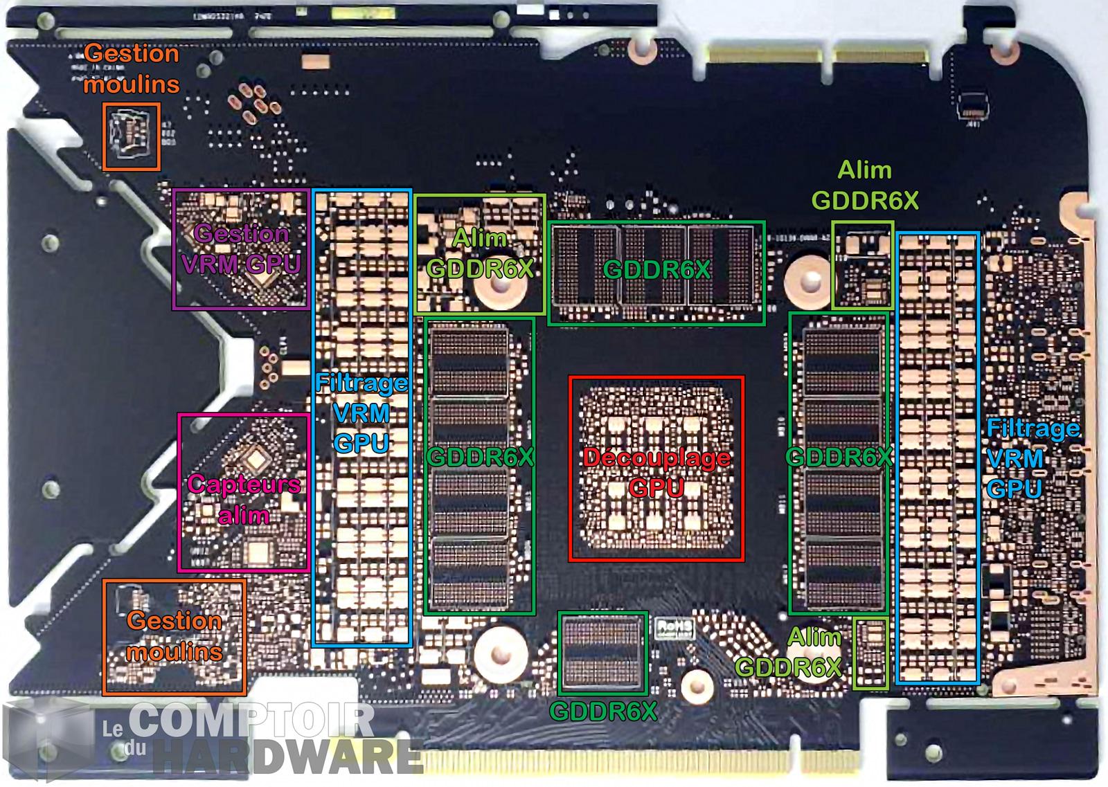 leak de la nvidia geforce rtx 3090 - pcb vu de dos