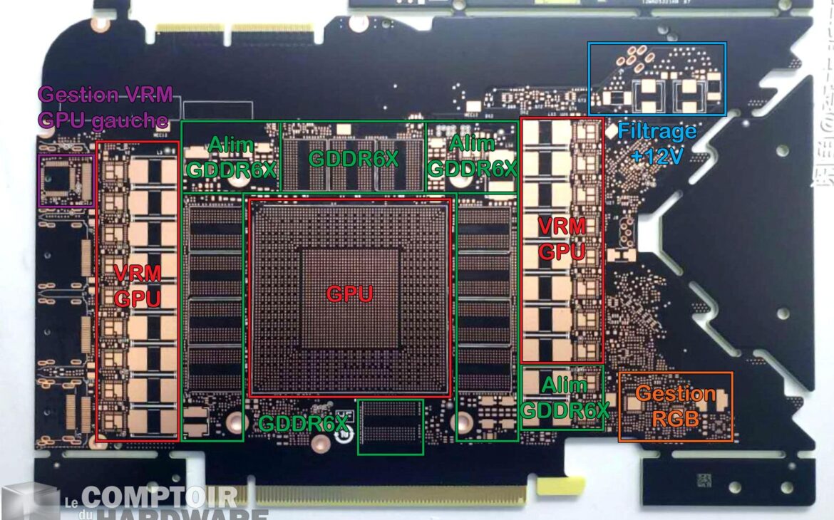 leak de la nvidia geforce rtx 3090 - pcb vu de face